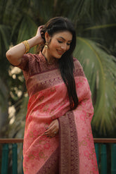 Glorious Kanjivaram Maroon & Pink Color Soft Silk Saree